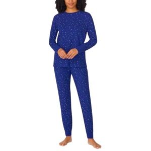 L: Midnight by Carole Hochman Thermal Waffle Pajama PJ Set